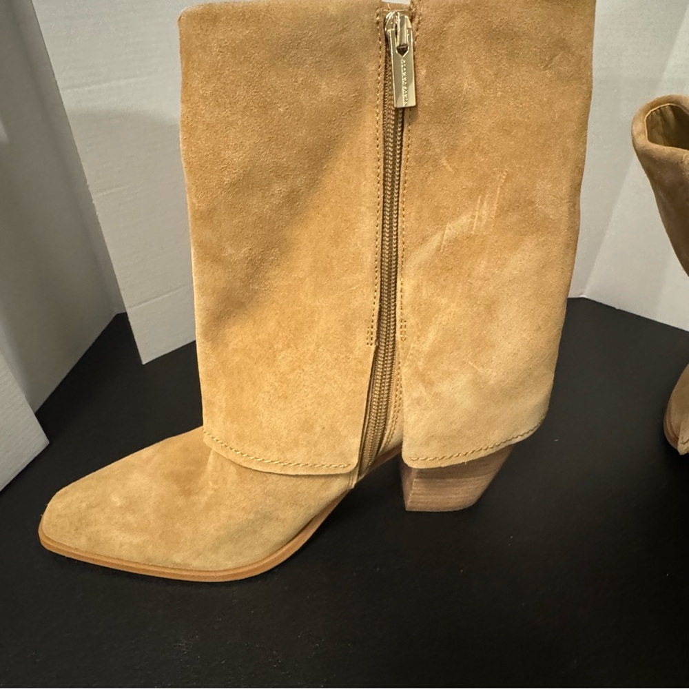 Vince Camuto Alouison Tan Suede Foldover Boots | Size 10M - Picture 9 of 11